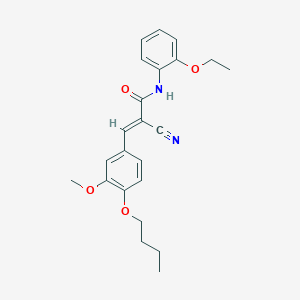 molecular formula C23H26N2O4 B2455171 (2E)-3-(4-butoxy-3-methoxyphenyl)-2-cyano-N-(2-ethoxyphenyl)prop-2-enamide CAS No. 465513-22-8
