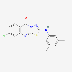 molecular formula C17H13ClN4OS B2455176 8-chloro-2-(3,5-dimethylanilino)-5H-[1,3,4]thiadiazolo[2,3-b]quinazolin-5-one CAS No. 1286942-51-5