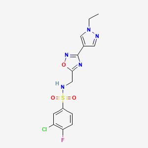 3-chloro-N-((3-(1-ethyl-1H-pyrazol-4-yl)-1,2,4-oxadiazol-5-yl)methyl)-4-fluorobenzenesulfonamide