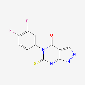 molecular formula C11H6F2N4OS B2455188 5-(3,4-Difluoro-phenyl)-6-thioxo-1,5,6,7-tetrahydro-pyrazolo[3,4-d]pyrimidin-4-one CAS No. 1232791-84-2