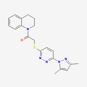 molecular formula C20H21N5OS B2455195 1-(3,4-二氢喹啉-1(2H)-基)-2-((6-(3,5-二甲基-1H-吡唑-1-基)嘧啶-3-基)硫代)乙酮 CAS No. 1334372-51-8