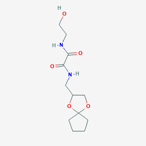 molecular formula C12H20N2O5 B2455202 N1-(1,4-dioxaspiro[4.4]nonan-2-ylmethyl)-N2-(2-hydroxyethyl)oxalamide CAS No. 941914-66-5