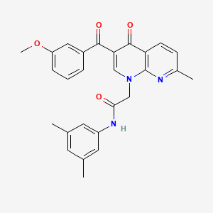 molecular formula C27H25N3O4 B2455212 N-(3,5-dimethylphenyl)-2-(3-(3-methoxybenzoyl)-7-methyl-4-oxo-1,8-naphthyridin-1(4H)-yl)acetamide CAS No. 894889-13-5