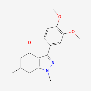 molecular formula C17H20N2O3 B2455215 3-(3,4-dimethoxyphenyl)-1,6-dimethyl-6,7-dihydro-5H-indazol-4-one CAS No. 1023456-03-2