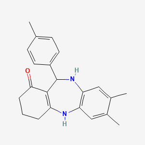 molecular formula C22H24N2O B2455216 2,3-Dimethyl-6-(4-methylphenyl)-5,6,8,9,10,11-hexahydrobenzo[b][1,4]benzodiazepin-7-one CAS No. 338748-15-5