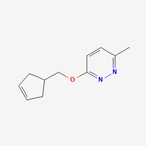molecular formula C11H14N2O B2455218 3-[(Cyclopent-3-en-1-yl)methoxy]-6-methylpyridazine CAS No. 2199275-50-6