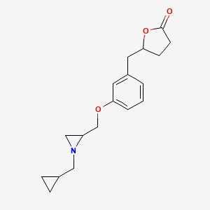 molecular formula C18H23NO3 B2455223 5-[[3-[[1-(Cyclopropylmethyl)aziridin-2-yl]methoxy]phenyl]methyl]oxolan-2-one CAS No. 2418679-44-2