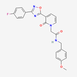 molecular formula C23H19FN4O4 B2455226 2-(3-(3-(4-fluorophenyl)-1,2,4-oxadiazol-5-yl)-2-oxopyridin-1(2H)-yl)-N-(4-methoxybenzyl)acetamide CAS No. 1251545-03-5