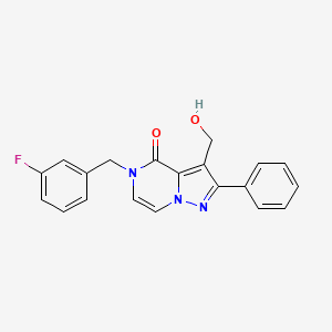 molecular formula C20H16FN3O2 B2455227 5-(3-fluorobenzyl)-3-(hydroxymethyl)-2-phenylpyrazolo[1,5-a]pyrazin-4(5H)-one CAS No. 1775370-27-8