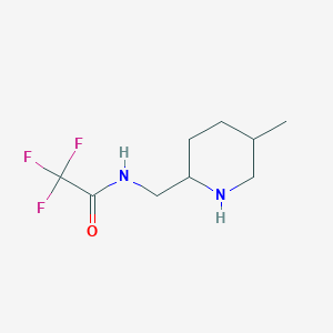 molecular formula C9H15F3N2O B2455228 2,2,2-Trifluoro-N-[(5-methylpiperidin-2-yl)methyl]acetamide CAS No. 1935206-57-7