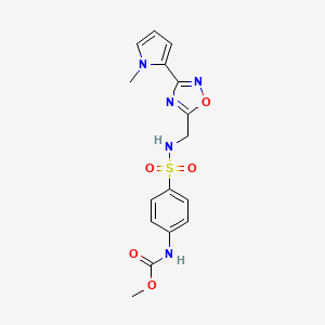 molecular formula C16H17N5O5S B2455229 methyl (4-(N-((3-(1-methyl-1H-pyrrol-2-yl)-1,2,4-oxadiazol-5-yl)methyl)sulfamoyl)phenyl)carbamate CAS No. 2034550-32-6