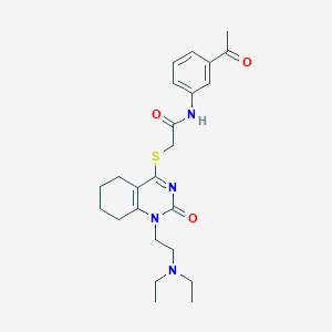 molecular formula C24H32N4O3S B2455234 N-(3-acetylphenyl)-2-((1-(2-(diethylamino)ethyl)-2-oxo-1,2,5,6,7,8-hexahydroquinazolin-4-yl)thio)acetamide CAS No. 941959-85-9