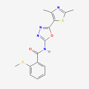 molecular formula C15H14N4O2S2 B2455254 N-(5-(2,4-dimethylthiazol-5-yl)-1,3,4-oxadiazol-2-yl)-2-(methylthio)benzamide CAS No. 1251543-59-5