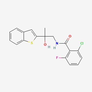 molecular formula C18H15ClFNO2S B2455264 N-(2-(benzo[b]thiophen-2-yl)-2-hydroxypropyl)-2-chloro-6-fluorobenzamide CAS No. 2034547-49-2