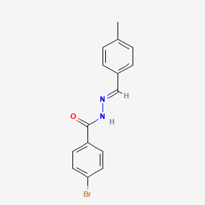 molecular formula C15H13BrN2O B2455268 (E)-4-bromo-N'-(4-methylbenzylidene)benzohydrazide CAS No. 325767-34-8
