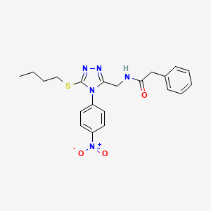 molecular formula C21H23N5O3S B2455269 N-[[5-butylsulfanyl-4-(4-nitrophenyl)-1,2,4-triazol-3-yl]methyl]-2-phenylacetamide CAS No. 389071-49-2