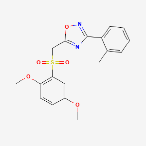 molecular formula C18H18N2O5S B2455270 5-(((2,5-Dimethoxyphenyl)sulfonyl)methyl)-3-(o-tolyl)-1,2,4-oxadiazole CAS No. 1105221-89-3