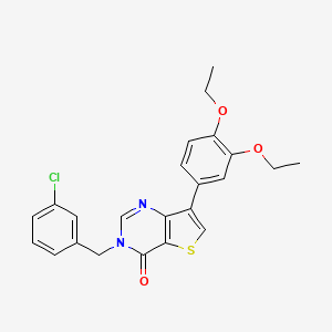 molecular formula C23H21ClN2O3S B2455273 3-(3-chlorobenzyl)-7-(3,4-diethoxyphenyl)thieno[3,2-d]pyrimidin-4(3H)-one CAS No. 1206990-38-6