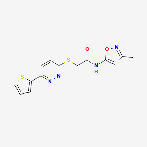 molecular formula C14H12N4O2S2 B2455279 N-(3-甲基异恶唑-5-基)-2-((6-(噻吩-2-基)吡哒嗪-3-基)硫代)乙酰胺 CAS No. 1207006-29-8