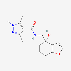 molecular formula C16H21N3O3 B2455286 N-((4-羟基-4,5,6,7-四氢苯并呋喃-4-基)甲基)-1,3,5-三甲基-1H-吡唑-4-甲酰胺 CAS No. 2320145-34-2