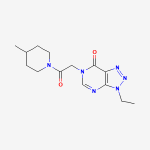 molecular formula C14H20N6O2 B2455311 3-ethyl-6-(2-(4-methylpiperidin-1-yl)-2-oxoethyl)-3H-[1,2,3]triazolo[4,5-d]pyrimidin-7(6H)-one CAS No. 1058432-85-1