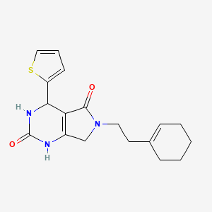 molecular formula C18H21N3O2S B2455312 6-(2-(cyclohex-1-en-1-yl)ethyl)-4-(thiophen-2-yl)-3,4,6,7-tetrahydro-1H-pyrrolo[3,4-d]pyrimidine-2,5-dione CAS No. 946325-49-1