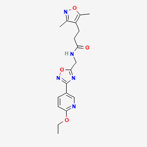 molecular formula C18H21N5O4 B2455317 3-(3,5-dimethylisoxazol-4-yl)-N-((3-(6-ethoxypyridin-3-yl)-1,2,4-oxadiazol-5-yl)methyl)propanamide CAS No. 2034506-32-4