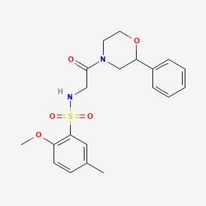 molecular formula C20H24N2O5S B2455319 2-methoxy-5-methyl-N-(2-oxo-2-(2-phenylmorpholino)ethyl)benzenesulfonamide CAS No. 954095-38-6