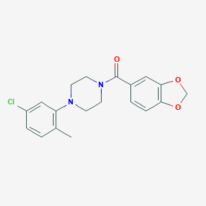 molecular formula C19H19ClN2O3 B245534 1-(1,3-Benzodioxol-5-ylcarbonyl)-4-(5-chloro-2-methylphenyl)piperazine 