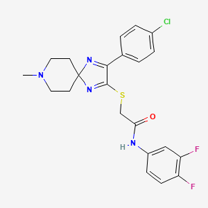 2-{[3-(4-Chlorophenyl)-8-methyl-1,4,8-triazaspiro[4.5]deca-1,3-dien-2-YL]sulfanyl}-N-(3,4-difluorophenyl)acetamide