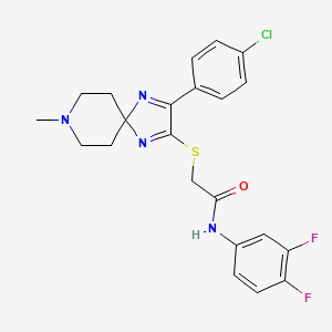 molecular formula C22H21ClF2N4OS B2455351 2-{[3-(4-氯苯基)-8-甲基-1,4,8-三氮杂螺[4.5]癸-1,3-二烯-2-基]硫代}-N-(3,4-二氟苯基)乙酰胺 CAS No. 1216783-49-1