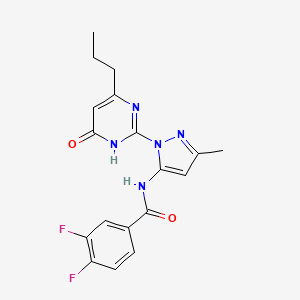 B2455363 3,4-difluoro-N-(3-methyl-1-(6-oxo-4-propyl-1,6-dihydropyrimidin-2-yl)-1H-pyrazol-5-yl)benzamide CAS No. 1002931-95-4