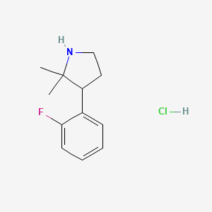 molecular formula C12H17ClFN B2455379 3-(2-Fluorophenyl)-2,2-dimethylpyrrolidine hydrochloride CAS No. 2089257-70-3