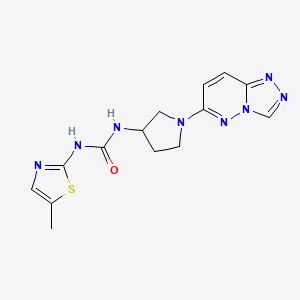 molecular formula C14H16N8OS B2455381 1-(1-([1,2,4]Triazolo[4,3-b]pyridazin-6-yl)pyrrolidin-3-yl)-3-(5-methylthiazol-2-yl)urea CAS No. 2034611-03-3