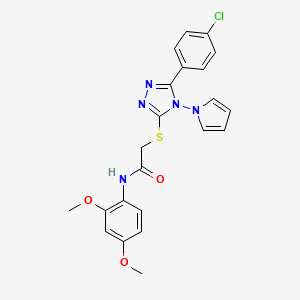 molecular formula C22H20ClN5O3S B2455397 2-{[5-(4-chlorophenyl)-4-(1H-pyrrol-1-yl)-4H-1,2,4-triazol-3-yl]sulfanyl}-N-(2,4-dimethoxyphenyl)acetamide CAS No. 898469-12-0