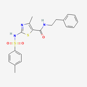 molecular formula C20H21N3O3S2 B2455404 4-methyl-2-(4-methylphenylsulfonamido)-N-phenethylthiazole-5-carboxamide CAS No. 942004-16-2