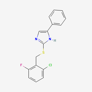 molecular formula C16H12ClFN2S B2455406 2-((2-氯-6-氟苄基)硫基)-5-苯基-1H-咪唑 CAS No. 941911-89-3