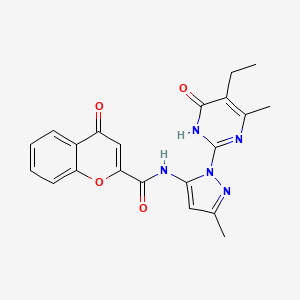 N-(1-(5-ethyl-4-methyl-6-oxo-1,6-dihydropyrimidin-2-yl)-3-methyl-1H-pyrazol-5-yl)-4-oxo-4H-chromene-2-carboxamide