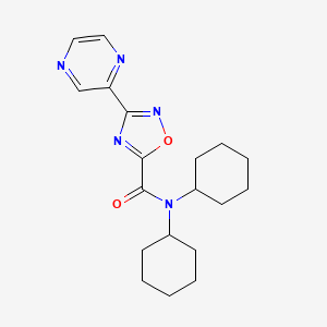 molecular formula C19H25N5O2 B2455409 N,N-二环己基-3-(吡嗪-2-基)-1,2,4-噁二唑-5-甲酰胺 CAS No. 1235003-07-2