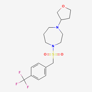 molecular formula C17H23F3N2O3S B2455415 1-(Tetrahydrofuran-3-yl)-4-((4-(trifluoromethyl)benzyl)sulfonyl)-1,4-diazepane CAS No. 2309572-26-5