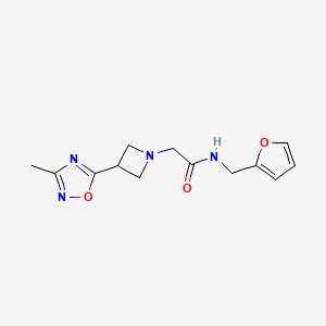 molecular formula C13H16N4O3 B2455416 N-(呋喃-2-甲基)-2-(3-(3-甲基-1,2,4-恶二唑-5-基)氮杂环丁-1-基)乙酰胺 CAS No. 1325701-78-7