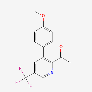molecular formula C15H12F3NO2 B2455421 1-[3-(4-Methoxyphenyl)-5-(trifluoromethyl)-2-pyridinyl]-1-ethanone CAS No. 882747-80-0