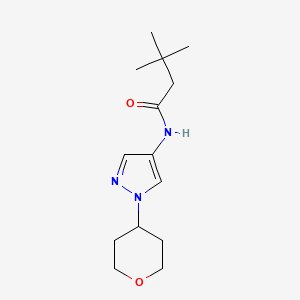 molecular formula C14H23N3O2 B2455428 3,3-dimethyl-N-(1-(tetrahydro-2H-pyran-4-yl)-1H-pyrazol-4-yl)butanamide CAS No. 1797090-98-2