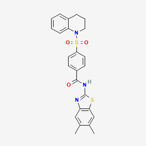 molecular formula C25H23N3O3S2 B2455434 4-((3,4-dihydroquinolin-1(2H)-yl)sulfonyl)-N-(5,6-dimethylbenzo[d]thiazol-2-yl)benzamide CAS No. 886927-79-3