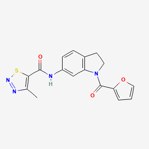 molecular formula C17H14N4O3S B2455441 N-(1-(furan-2-carbonyl)indolin-6-yl)-4-methyl-1,2,3-thiadiazole-5-carboxamide CAS No. 1207055-39-7