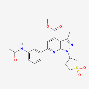 molecular formula C21H22N4O5S B2455450 methyl 6-(3-acetamidophenyl)-1-(1,1-dioxidotetrahydrothiophen-3-yl)-3-methyl-1H-pyrazolo[3,4-b]pyridine-4-carboxylate CAS No. 1040635-58-2