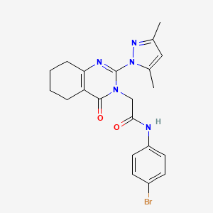 molecular formula C21H22BrN5O2 B2455454 N-(4-bromophenyl)-2-(2-(3,5-dimethyl-1H-pyrazol-1-yl)-4-oxo-5,6,7,8-tetrahydroquinazolin-3(4H)-yl)acetamide CAS No. 1006820-30-9