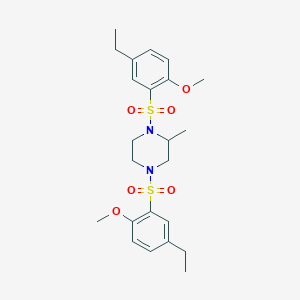 molecular formula C23H32N2O6S2 B245546 1,4-Bis[(5-ethyl-2-methoxyphenyl)sulfonyl]-2-methylpiperazine 