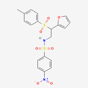 molecular formula C19H18N2O7S2 B2455465 N-[2-(Furan-2-yl)-2-(4-methylbenzolsulfonyl)ethyl]-4-nitrobenzol-1-sulfonamid CAS No. 896324-82-6