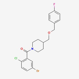 molecular formula C20H20BrClFNO2 B2455469 (5-Bromo-2-chlorophenyl)(4-(((4-fluorobenzyl)oxy)methyl)piperidin-1-yl)methanone CAS No. 1396750-60-9